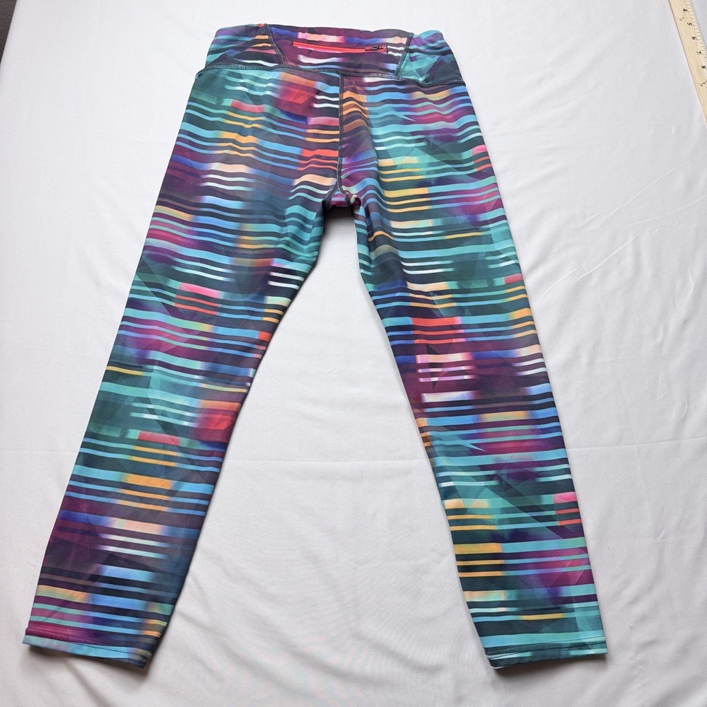 Athleta Laser Beam Sonar Capri leggings featuring a multicolor stripe pattern - Picture 2 of 9